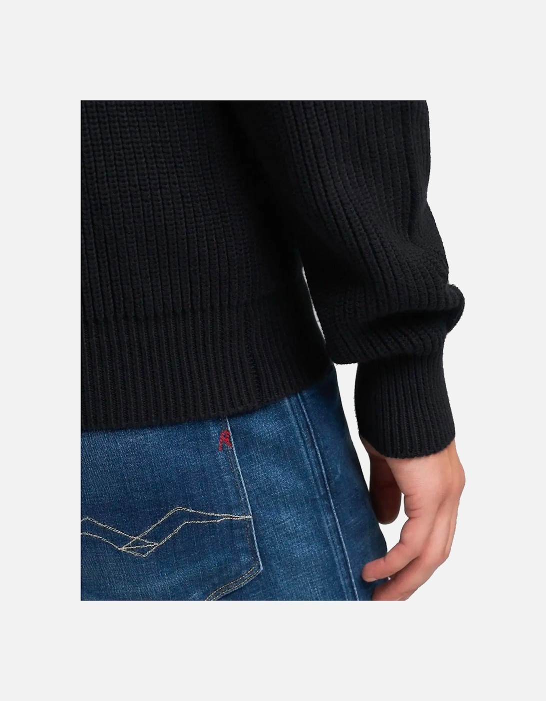 Chunky Rib Knit Pullover Jumper Dark Navy