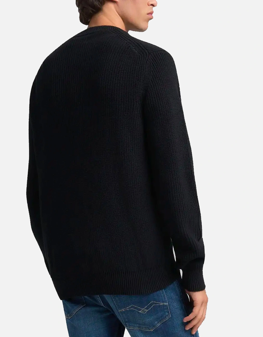 Chunky Rib Knit Pullover Jumper Dark Navy