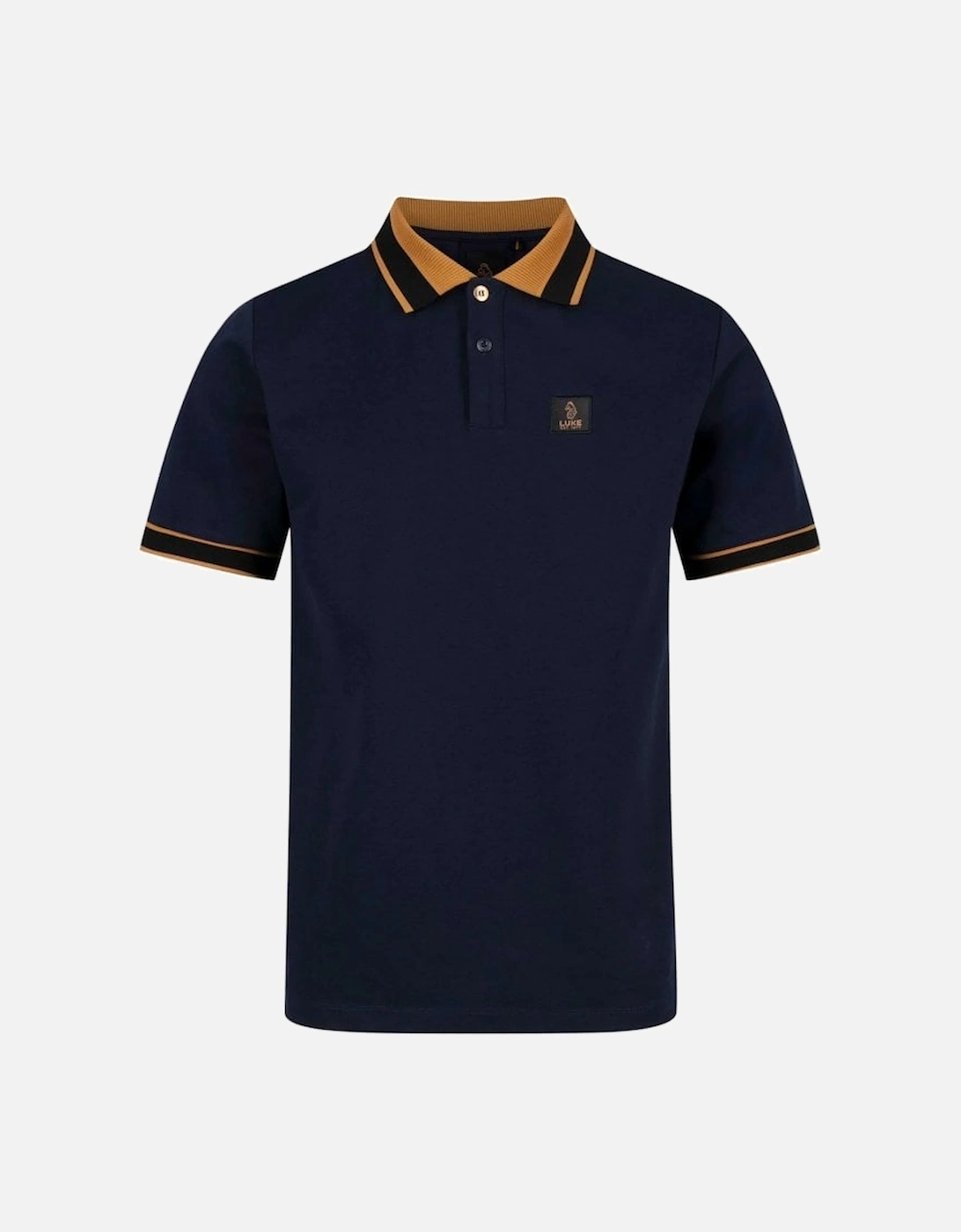 Makati Detailed Polo Shirt Navy Gold, 6 of 5