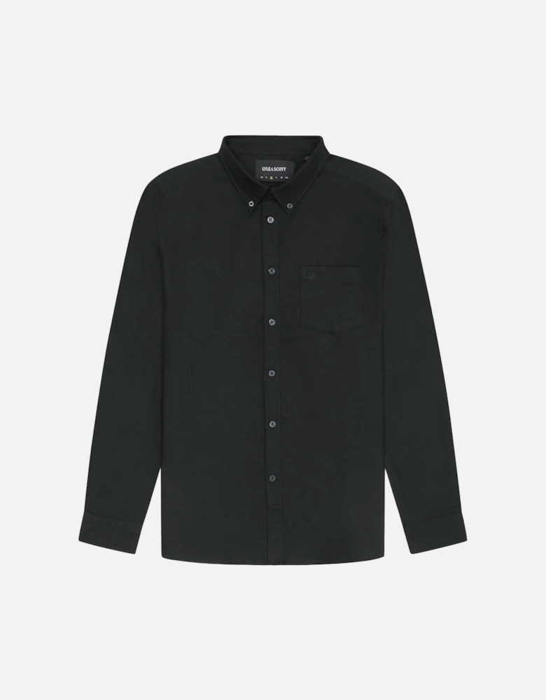 Lyle & Scott Tonal Eagle Plain Oxford Shirt Jet Black