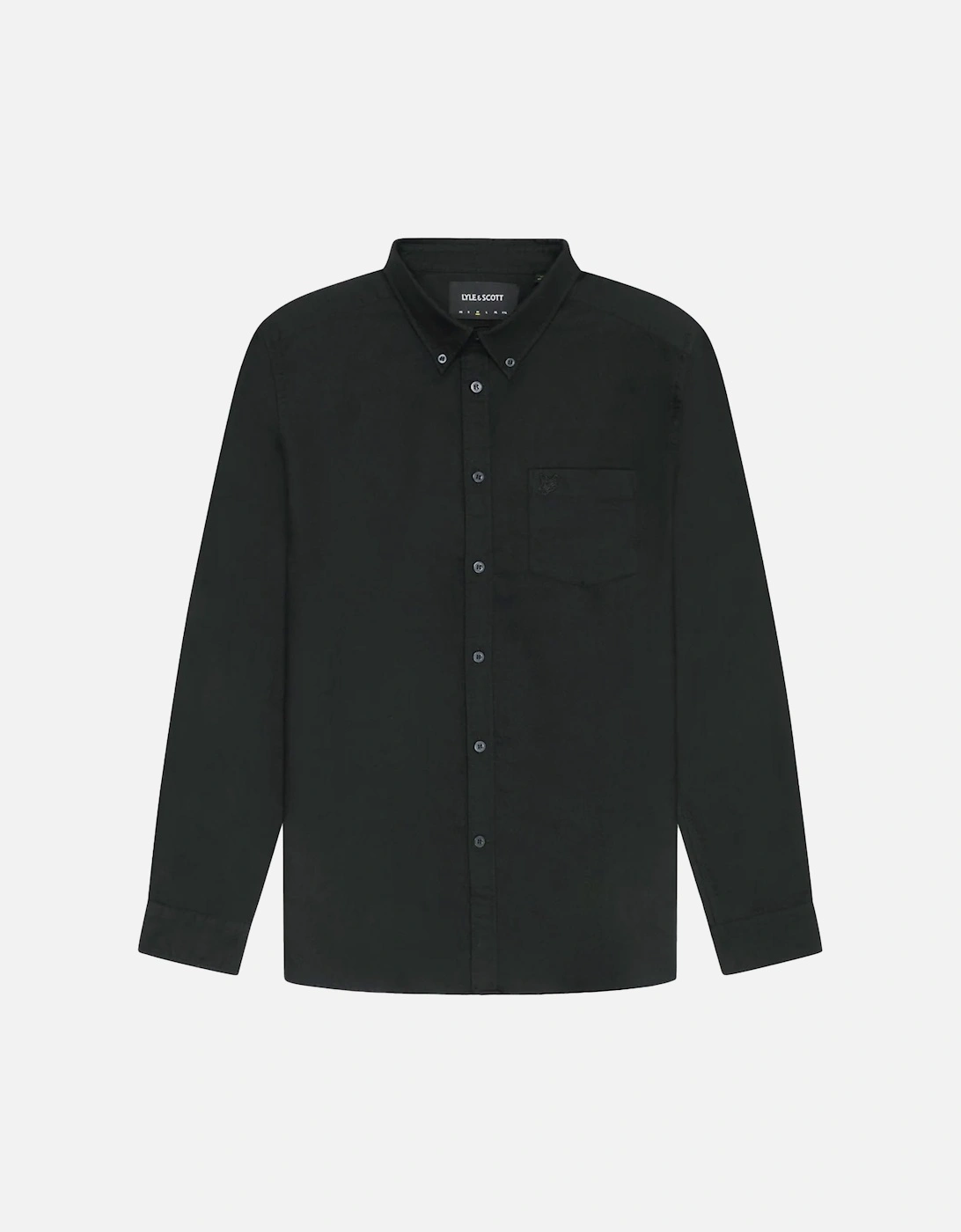Lyle & Scott Tonal Eagle Plain Oxford Shirt Jet Black, 5 of 4