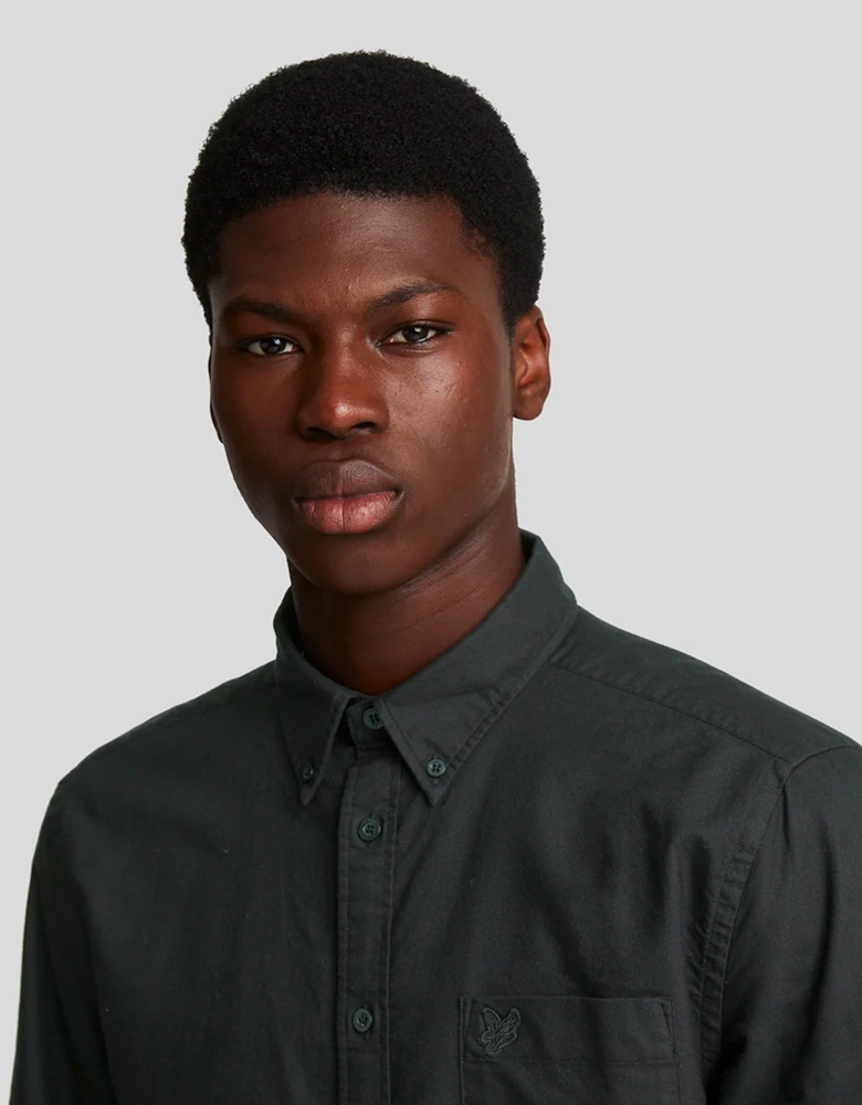 Lyle & Scott Tonal Eagle Plain Oxford Shirt Jet Black