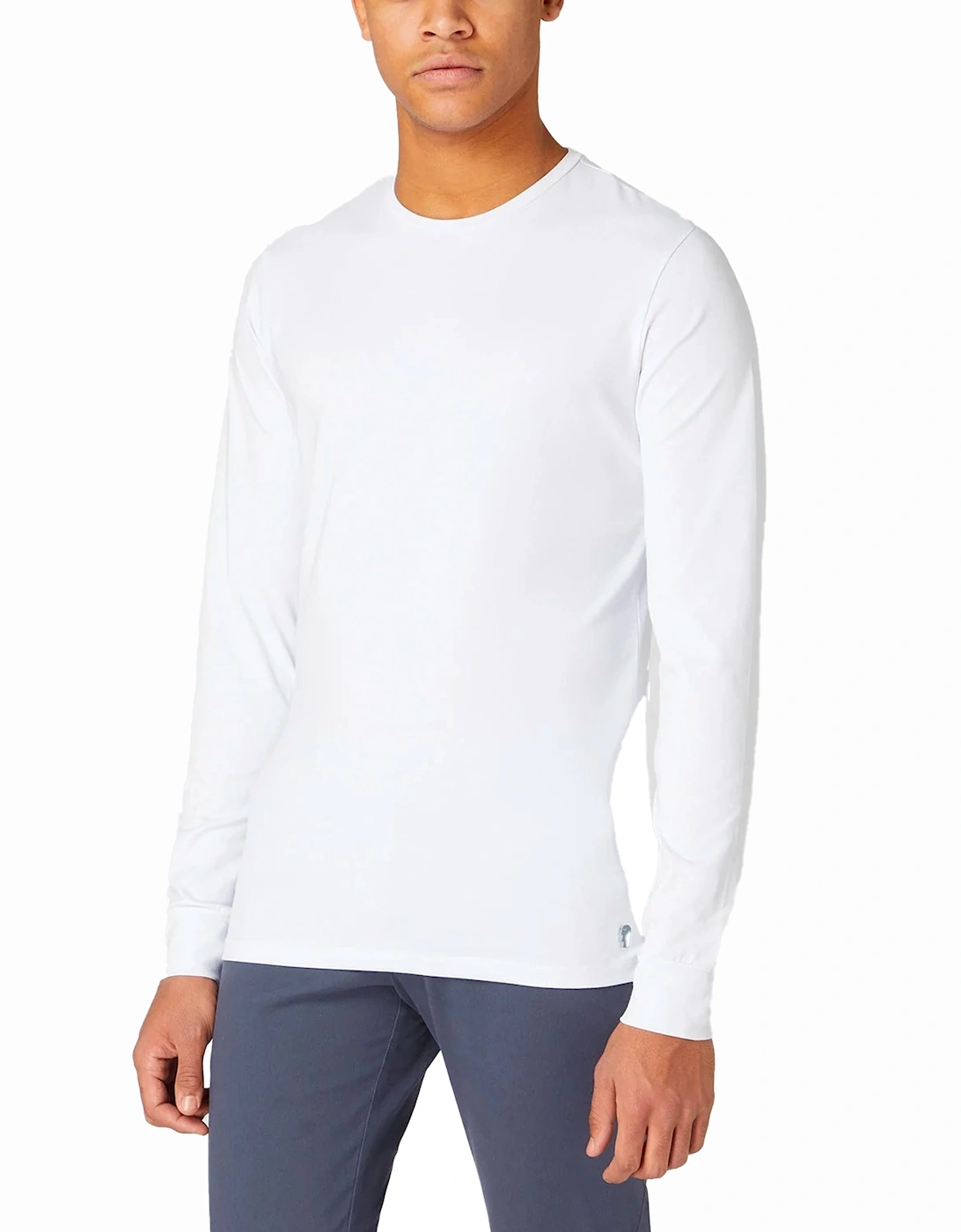 Tapered Fit Cotton-Stretch Long Sleeve T-Shirt White, 4 of 3