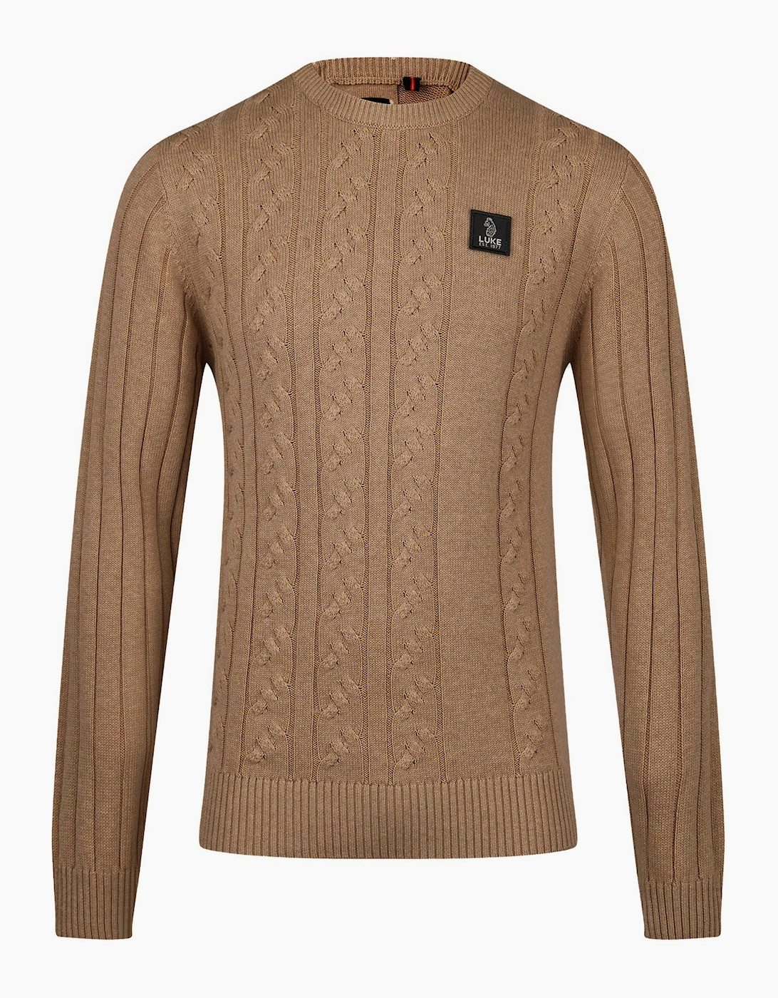 Luke 1977 Men's Brown Mitcham Cable Knit Sweater Hardnut - Size: 42