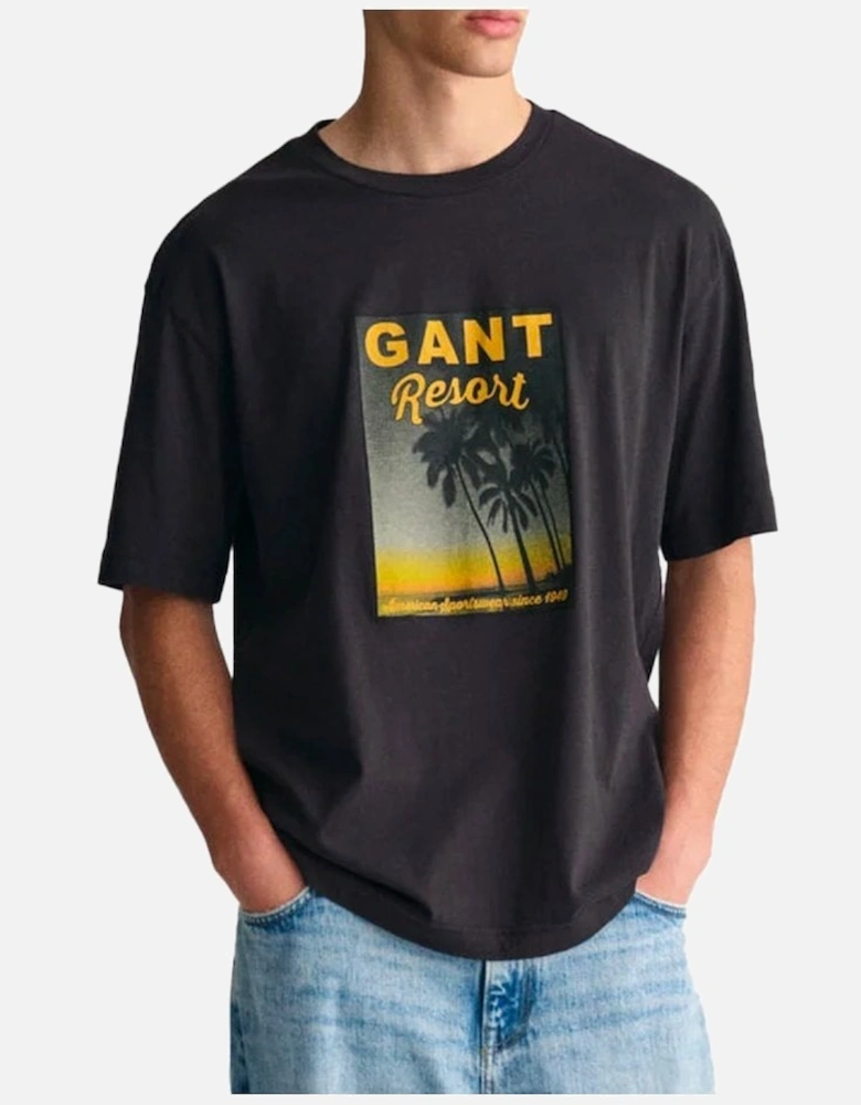 Washed Graphic Tshirt Ebony Black