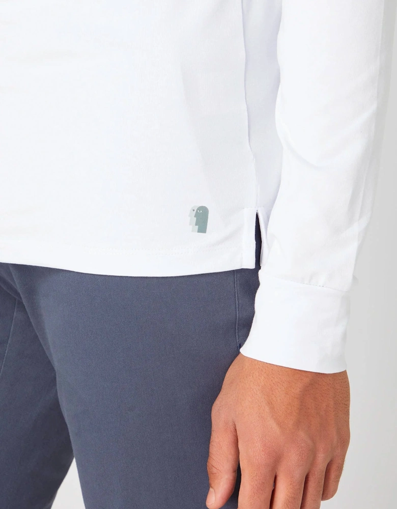 Tapered Fit Cotton-Stretch Long Sleeve T-Shirt White