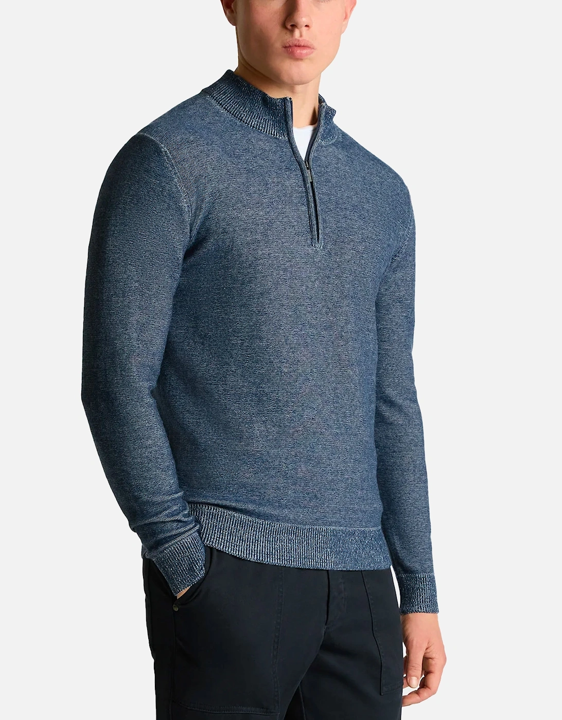 Two-Tone Half-Zip Knit Sweater Blue, 4 of 3