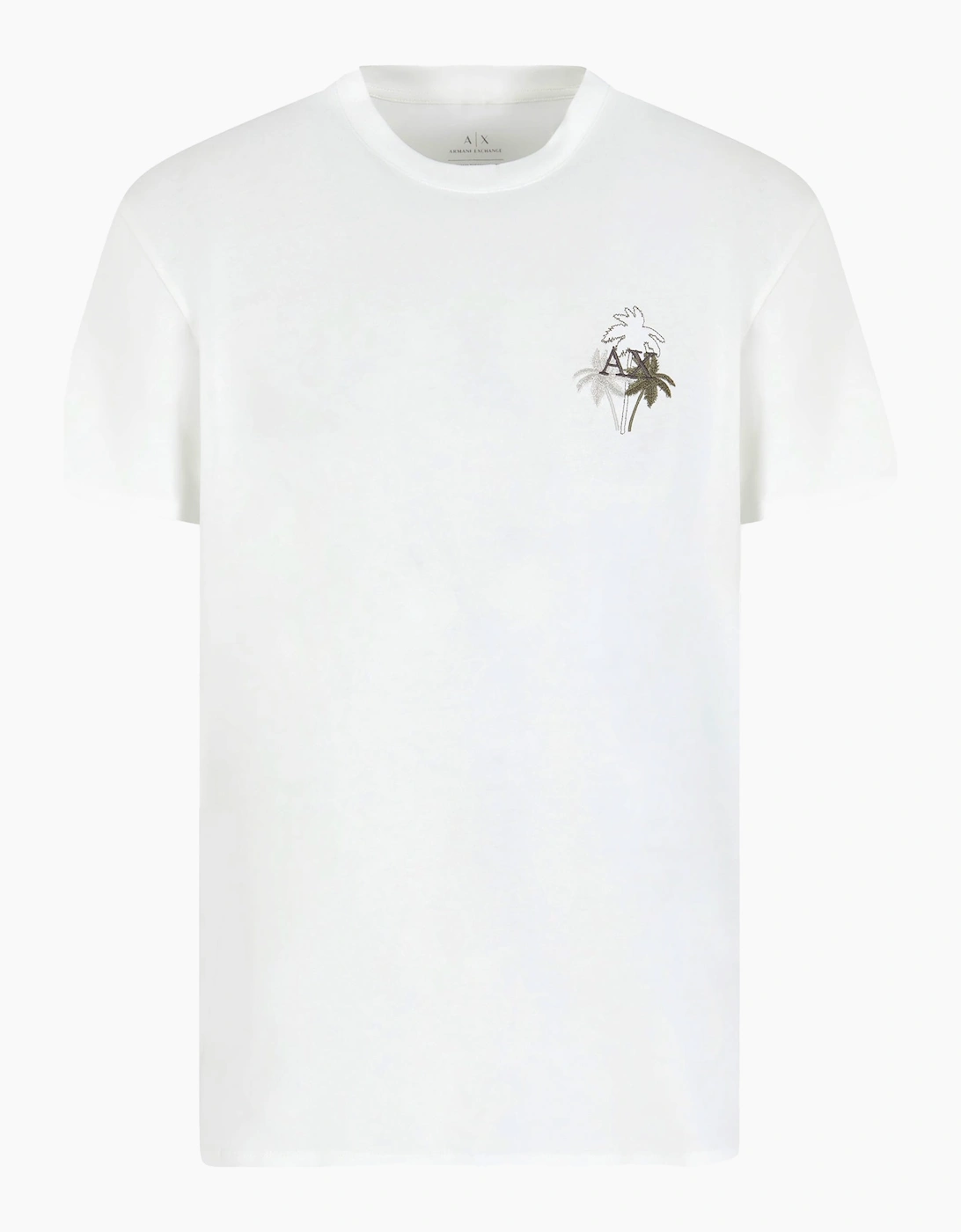 Men's Armani Exchange Crew Neck Palm Tree Tee Off White - Cream - Size: 40