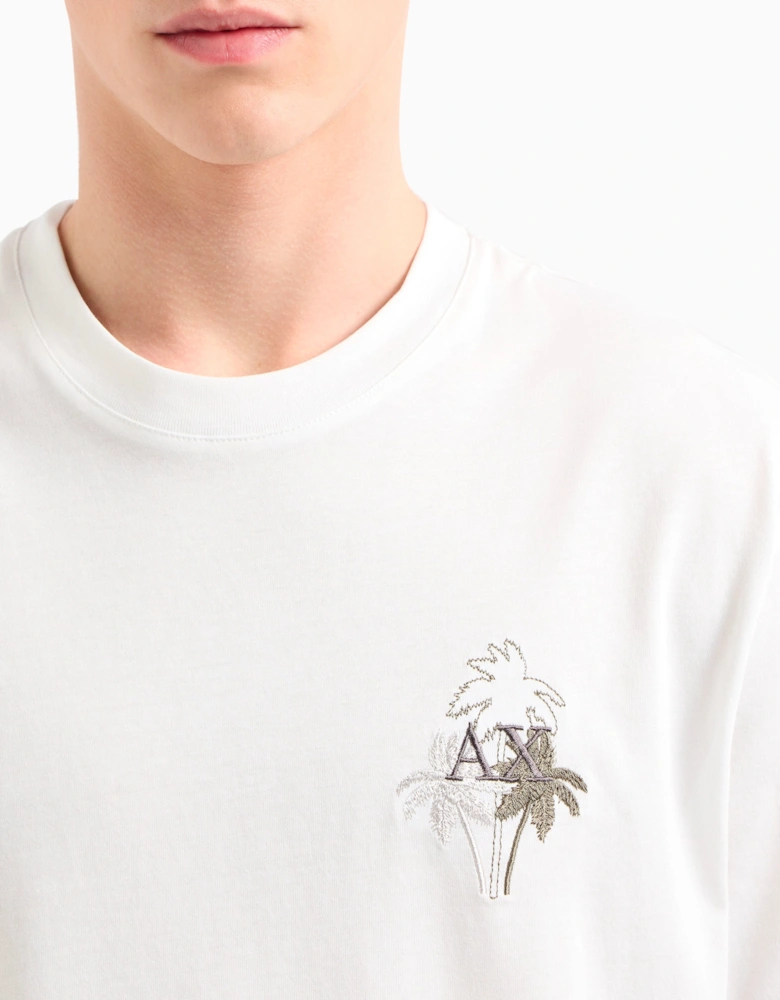 Crew Neck Palm Tree Tee Off White