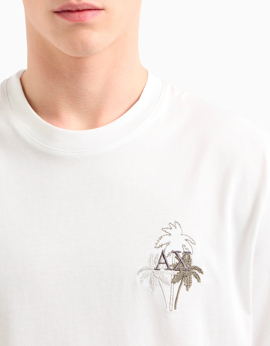 Crew Neck Palm Tree Tee Off White