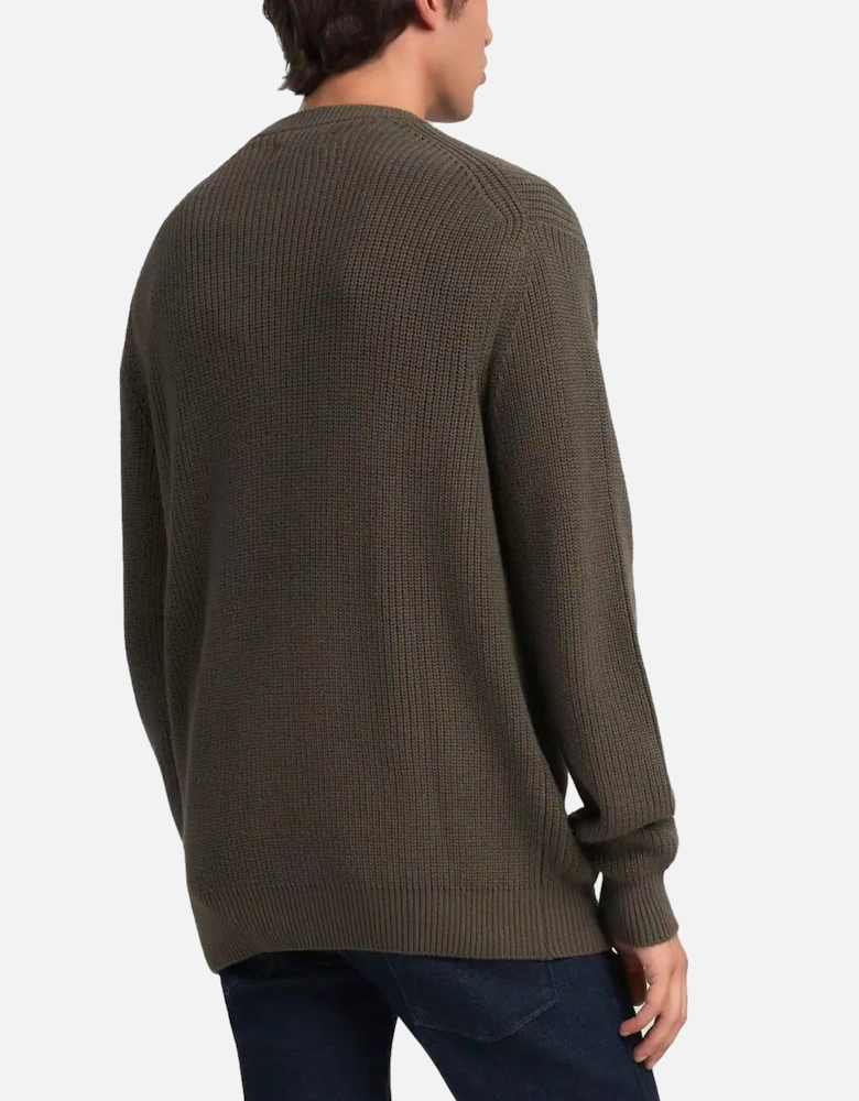 Rib-Knit Cotton Pullover Khaki