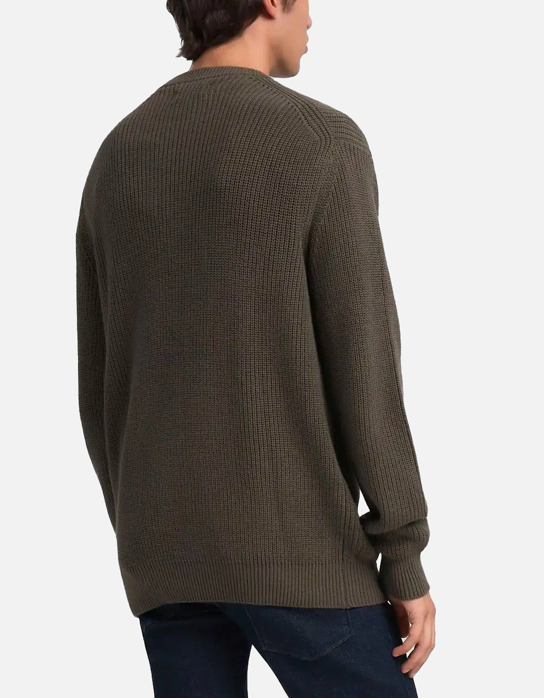 Rib-Knit Cotton Pullover Khaki