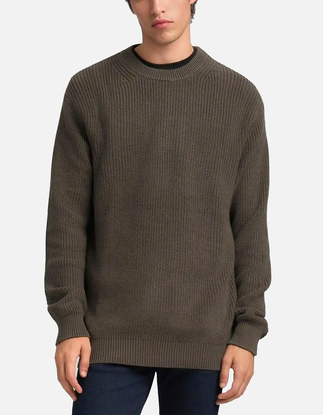 Rib-Knit Cotton Pullover Khaki, 5 of 4