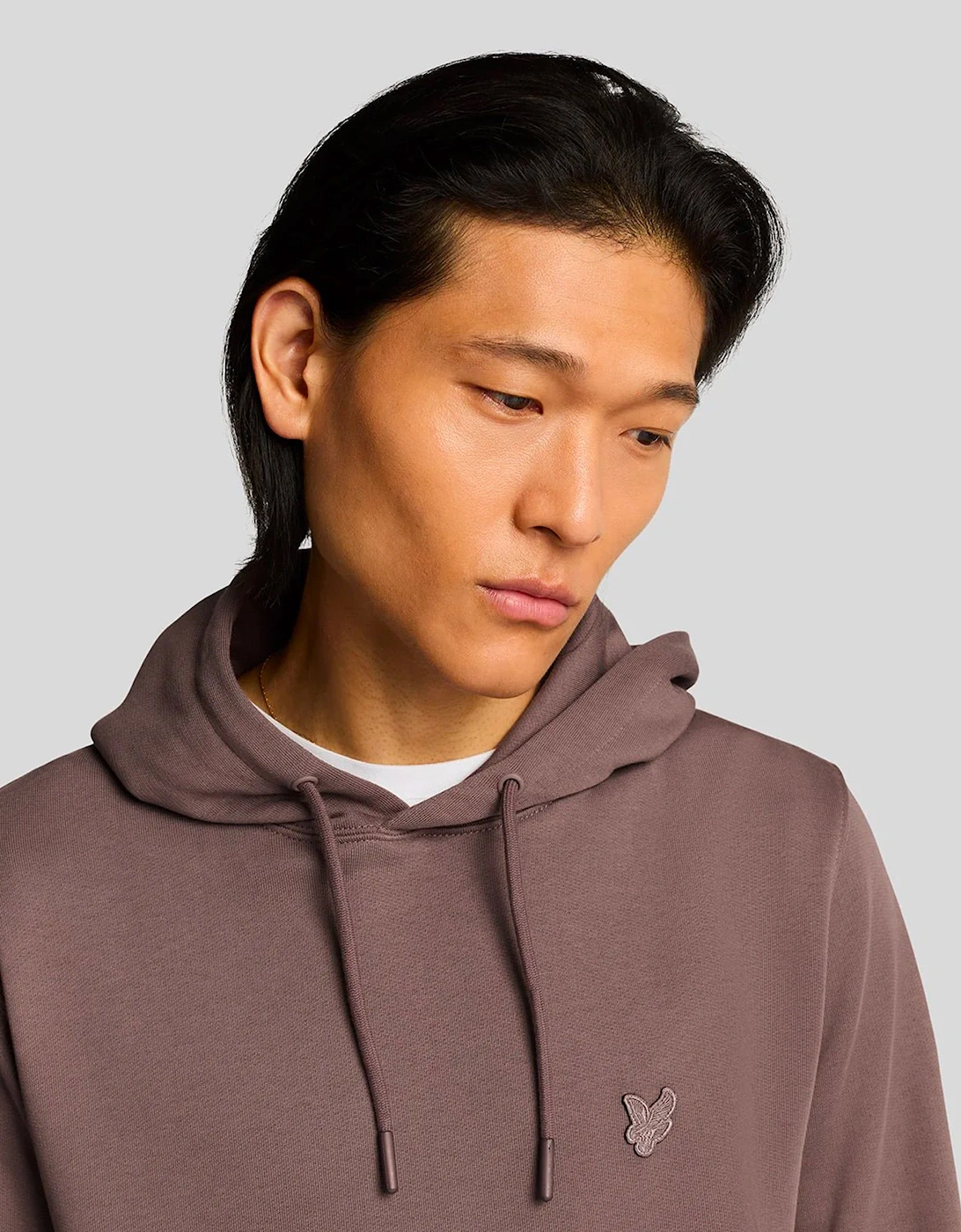 Lyle & Scott Lyle superfine pullover hoodie PLUM TRUFFEL