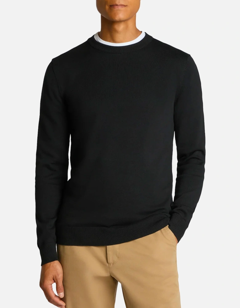 Crew Neck Cotton Sweater Black