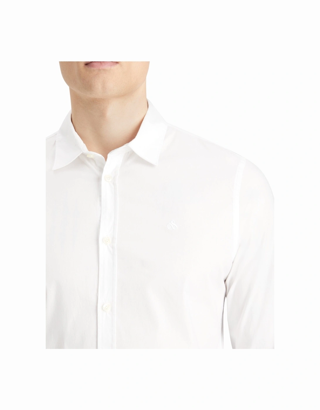 cotton poplin stretch LS shirt WHITE