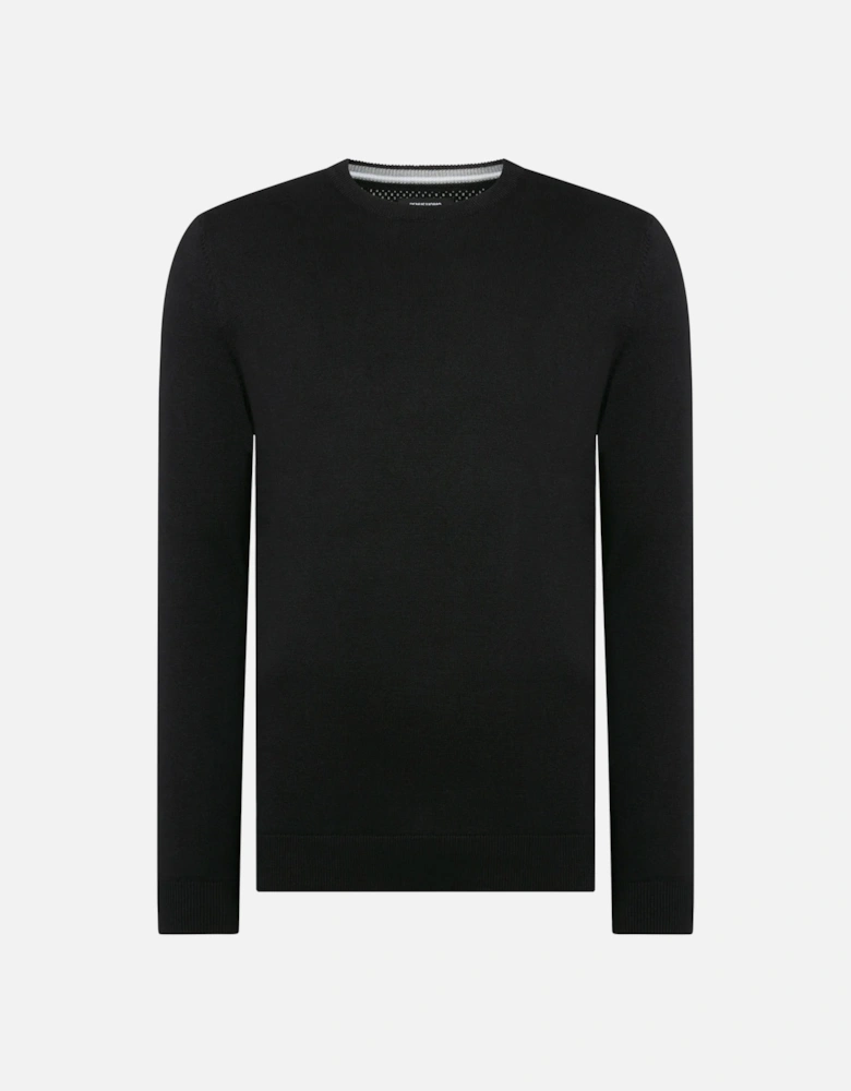 Crew Neck Cotton Sweater Black