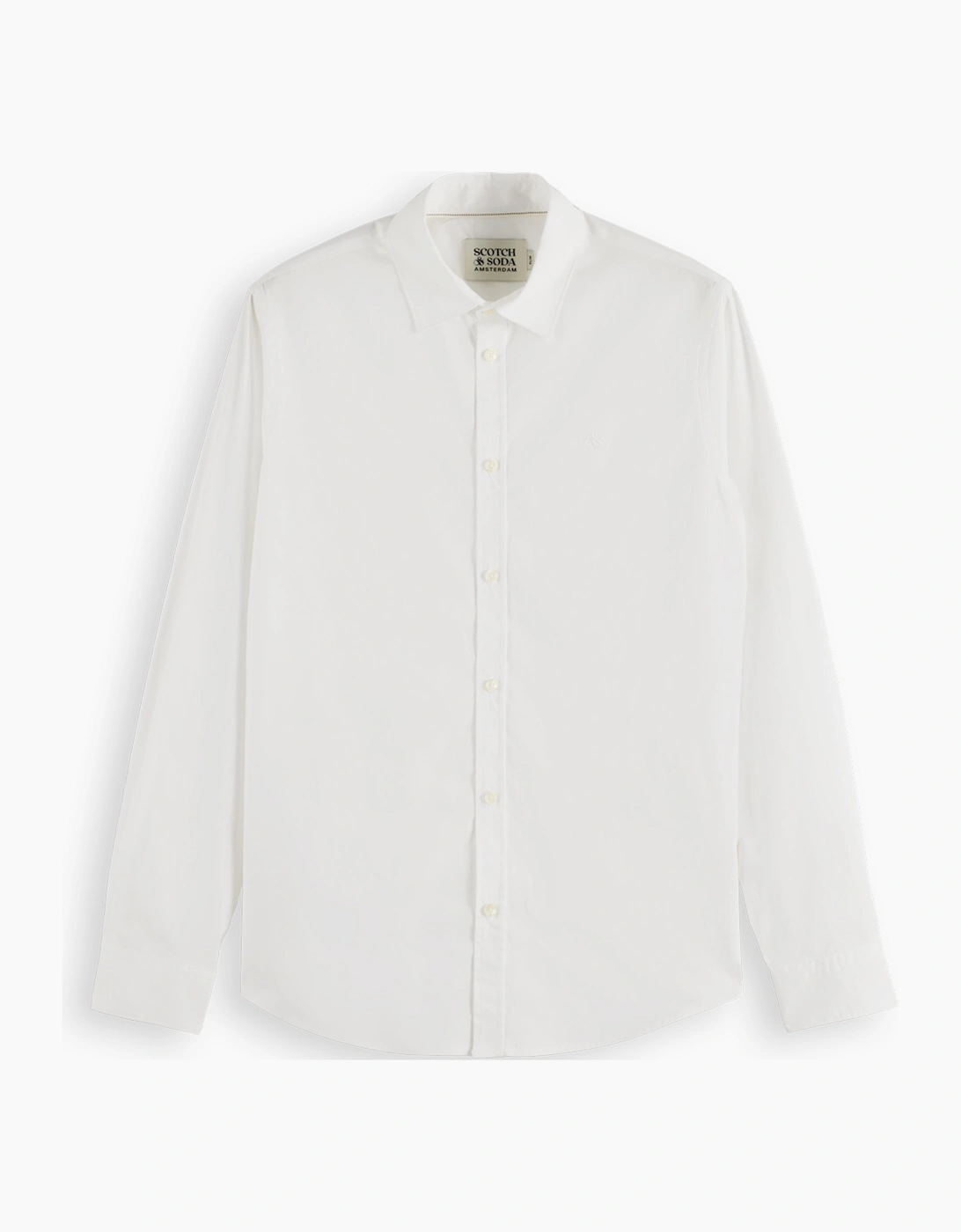 Men's Scotch & Soda Scotch & Soda cotton poplin stretch LS shirt WHITE - Size: 38/Regular