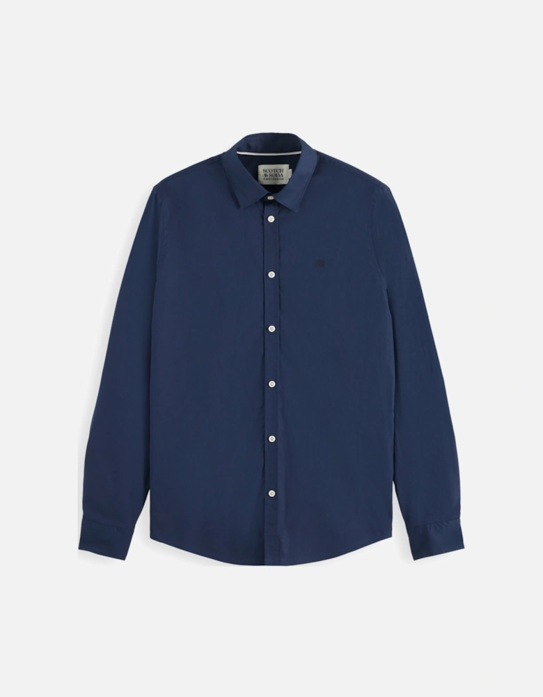 cotton poplin stretch LS shirt NAVY