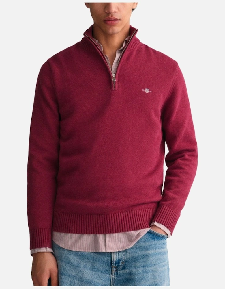 Casual Cotton Half Zip Plumped Red