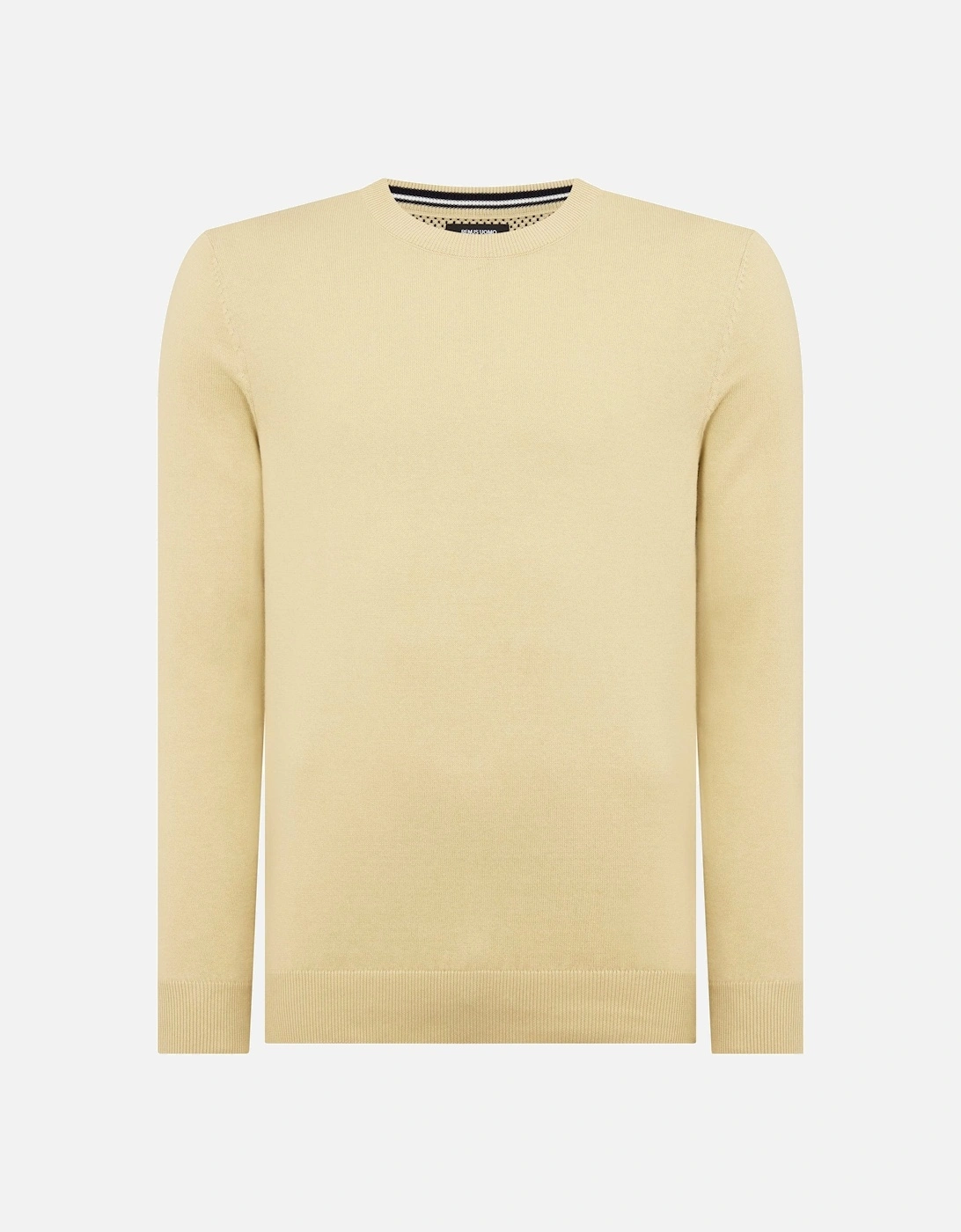 Tapered Fit Cotton Crew Neck Sweater Ecru