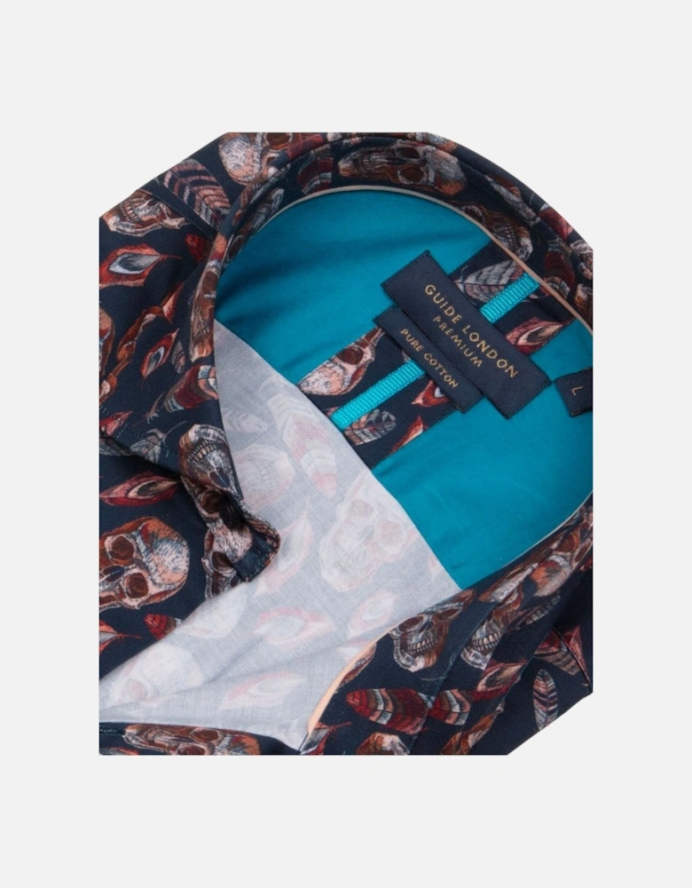 Short Sleeve Skull Shirt Multi Navy