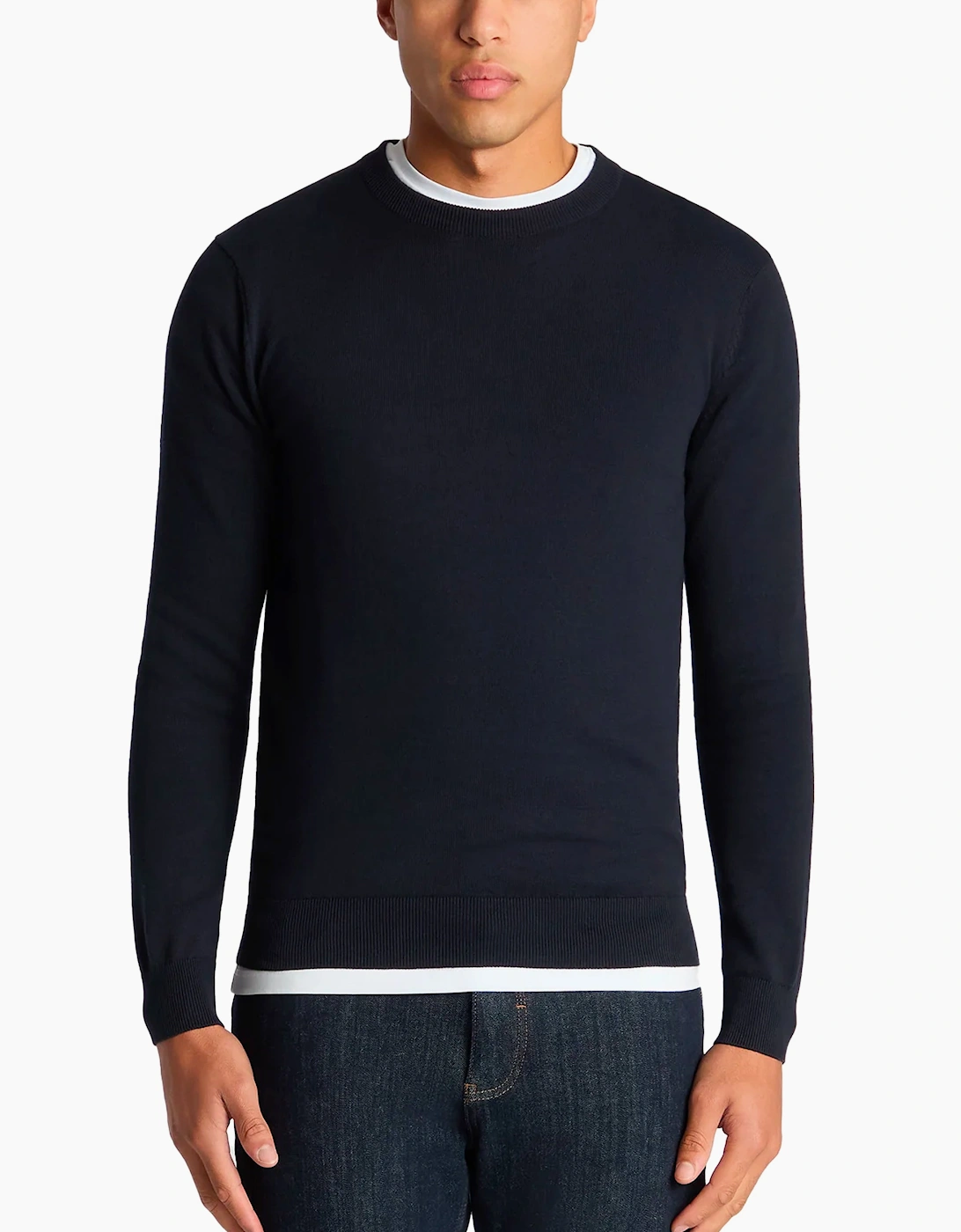 Men's Remus Uomo Tapered Fit Cotton Crew Neck Sweater Navy - Size: 38