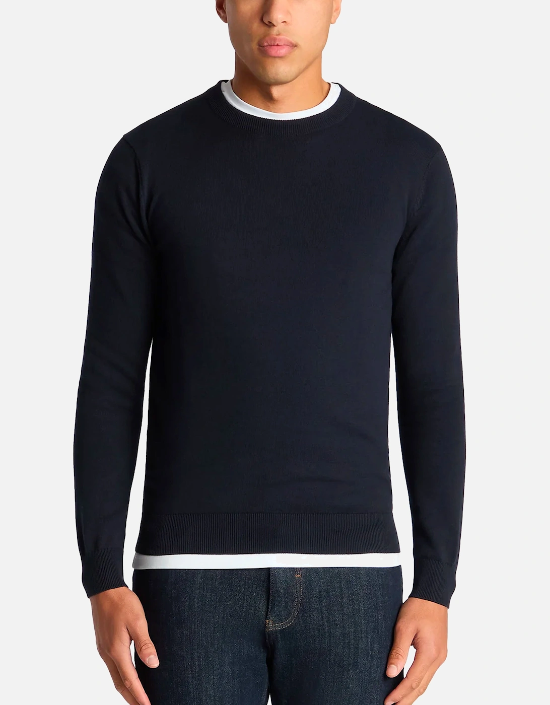 Tapered Fit Cotton Crew Neck Sweater Navy, 4 of 3