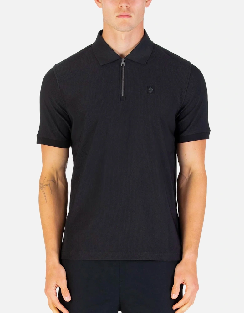 Penrith Zip Neck Short Sleeve Polo Black