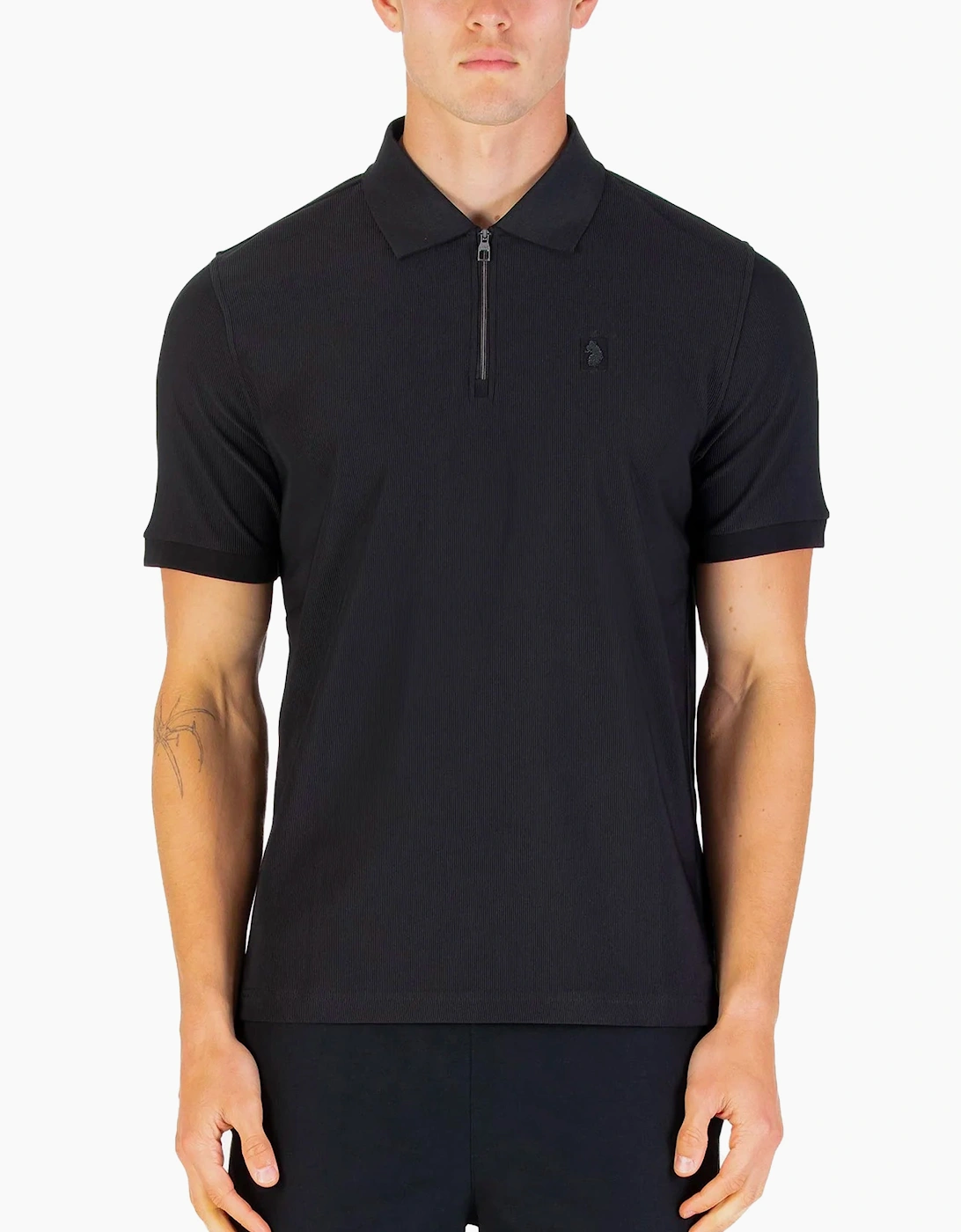 Men's Luke 1977 Penrith Zip Neck Short Sleeve Polo Black - Size: 42