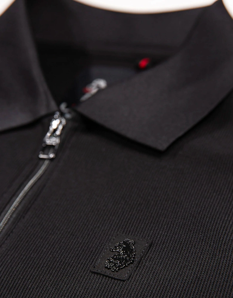 Penrith Zip Neck Short Sleeve Polo Black
