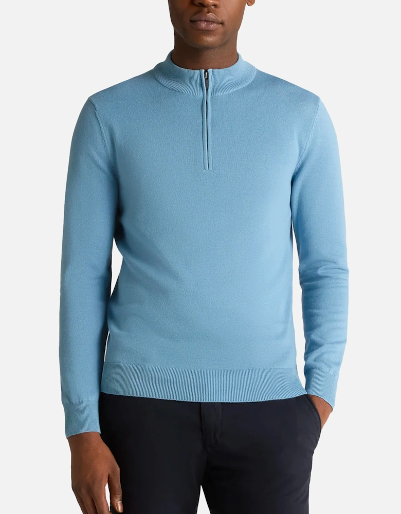 1/4 Zip Crew Neck Sweater Pale Blue