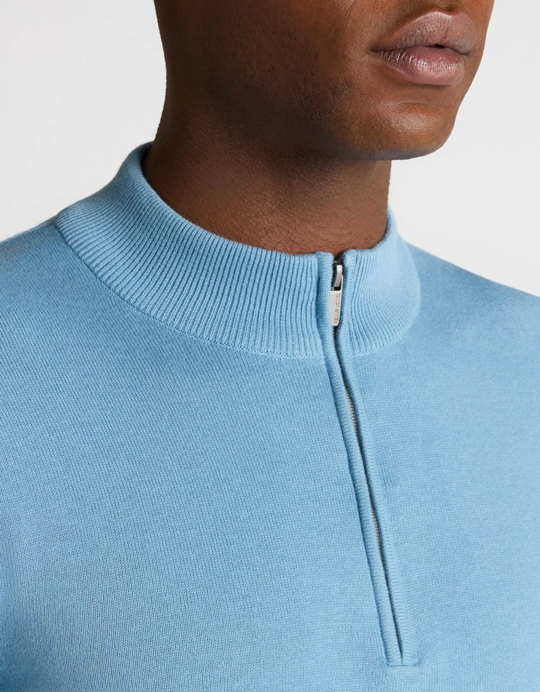 1/4 Zip Crew Neck Sweater Pale Blue