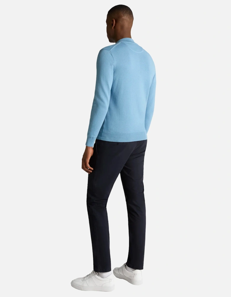 1/4 Zip Crew Neck Sweater Pale Blue