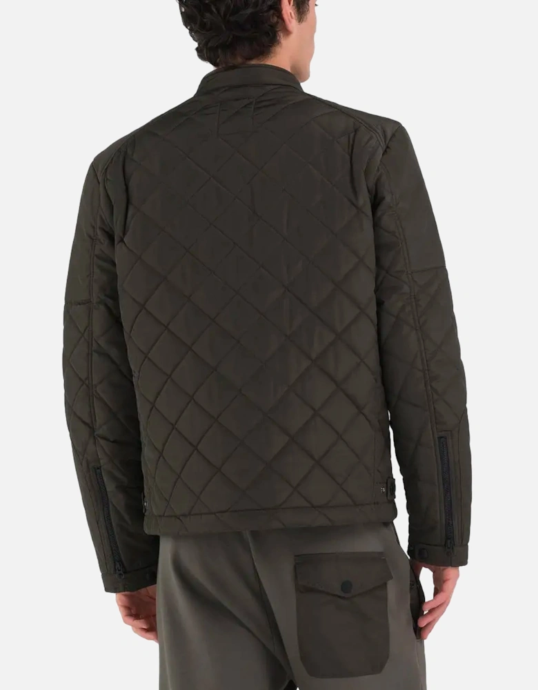 Mens Biker Jacket Dark Green