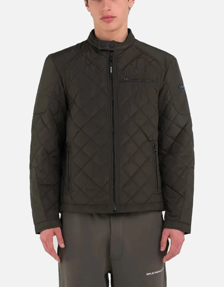 Mens Biker Jacket Dark Green