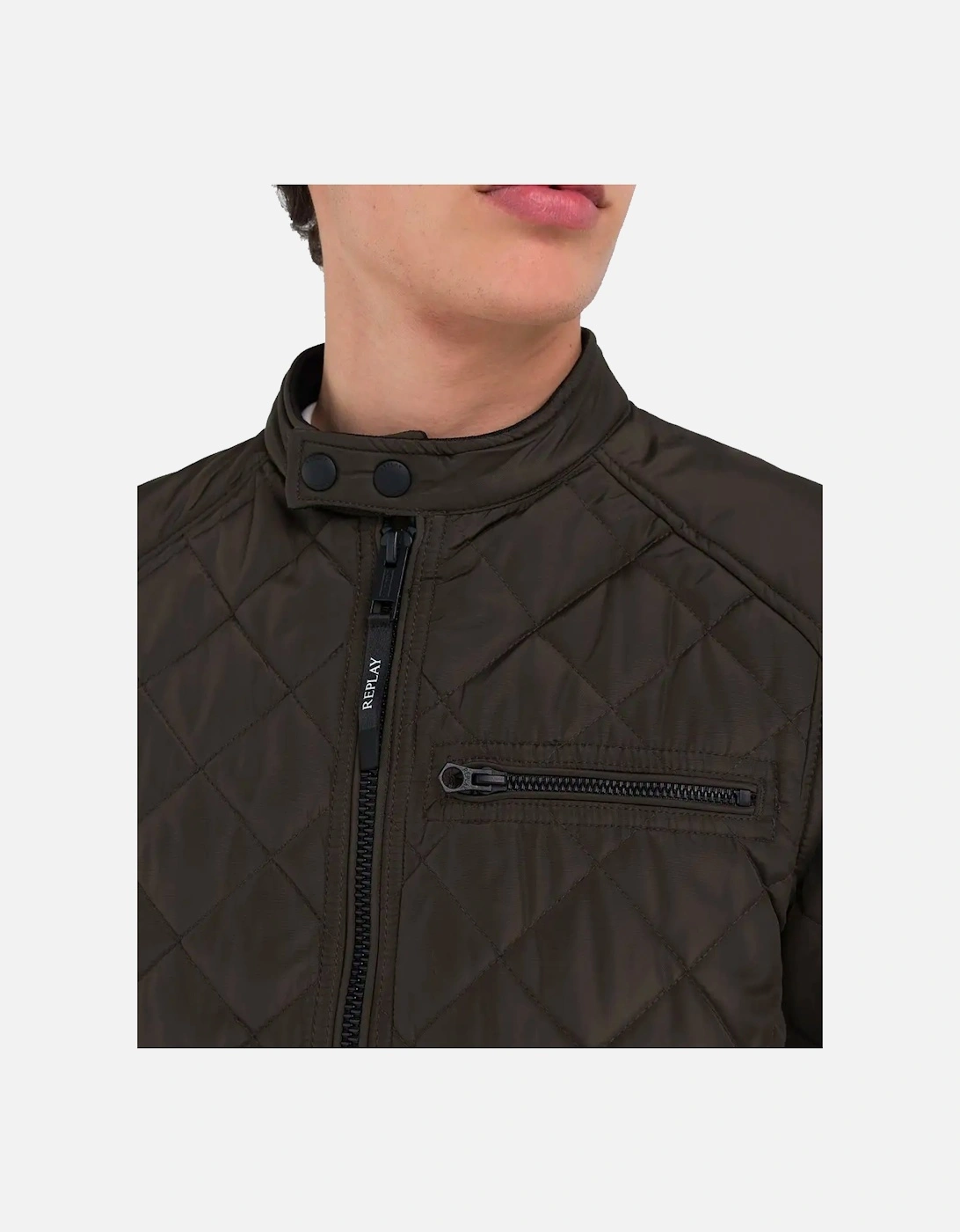 Mens Biker Jacket Dark Green