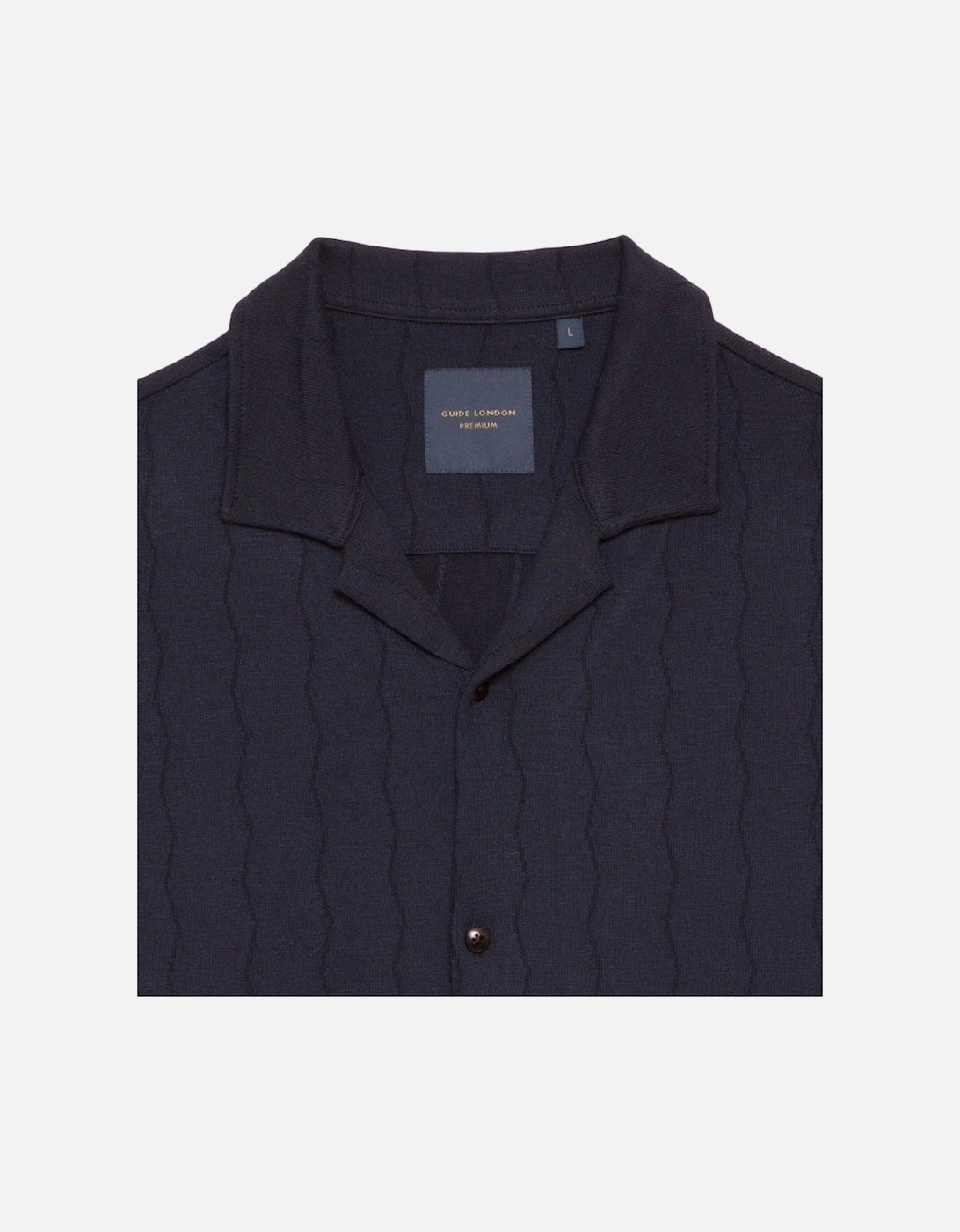 Short Sleeve Open Collar Knit Shirt Navy