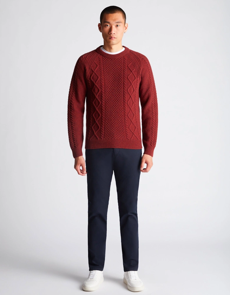 Crew Neck Chunky Sweater Rust