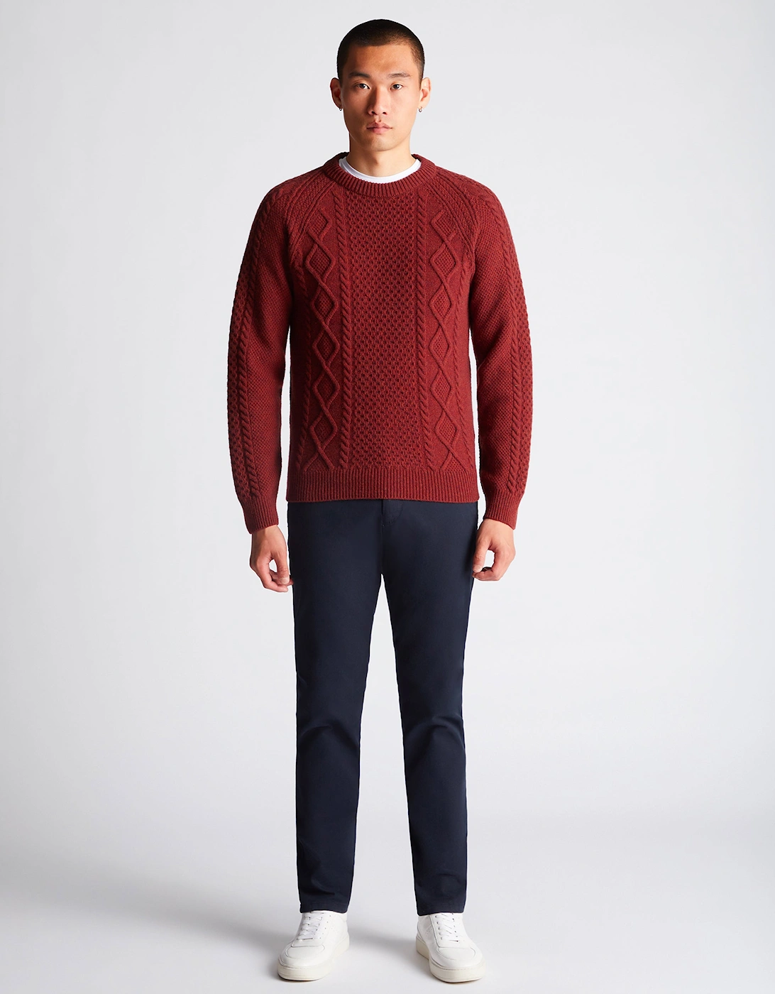 Crew Neck Chunky Sweater Rust