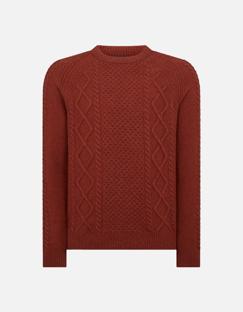 Crew Neck Chunky Sweater Rust