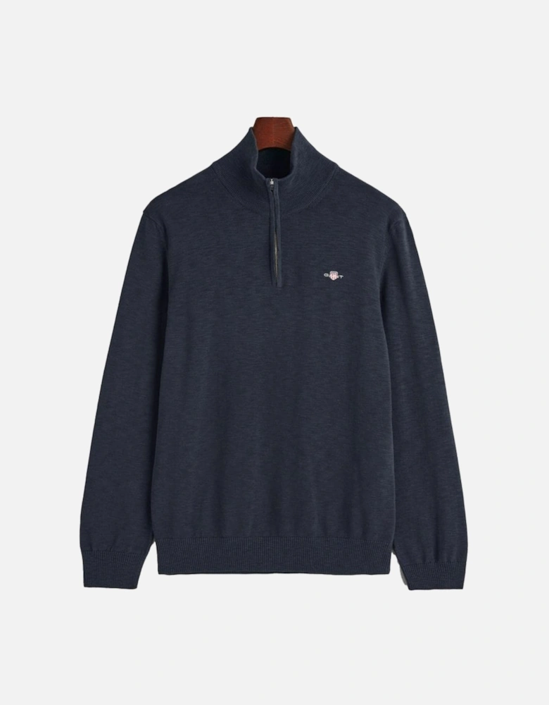 Cotton Flamme Half-Zip Sweater Evening Blue