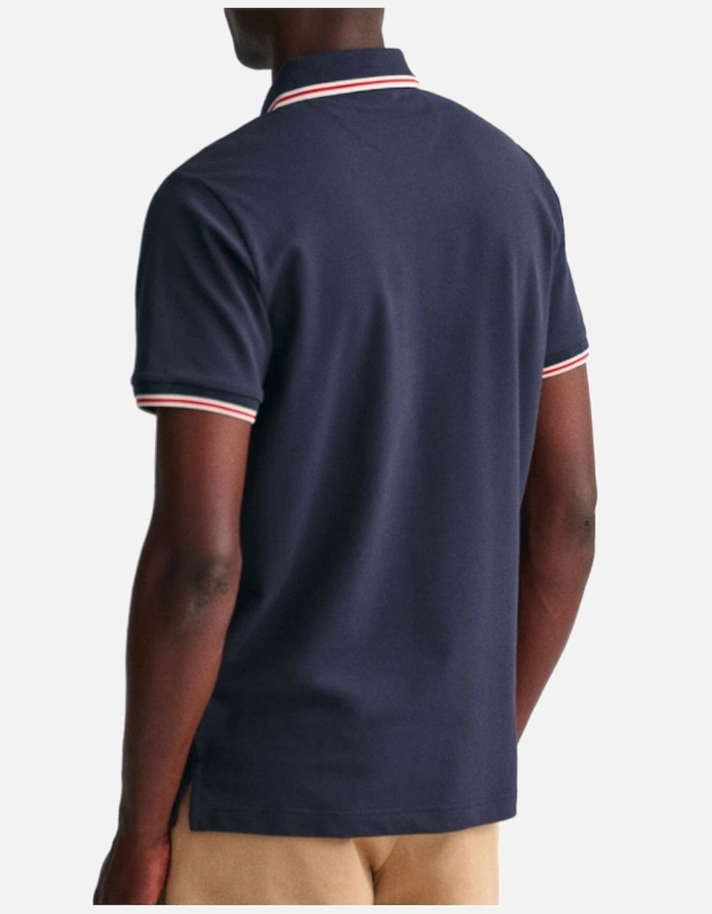 tipping collar polo shirt EVENING BLUE