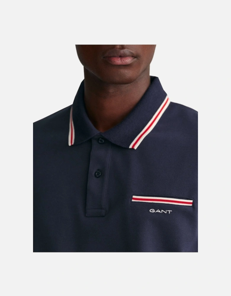 tipping collar polo shirt EVENING BLUE