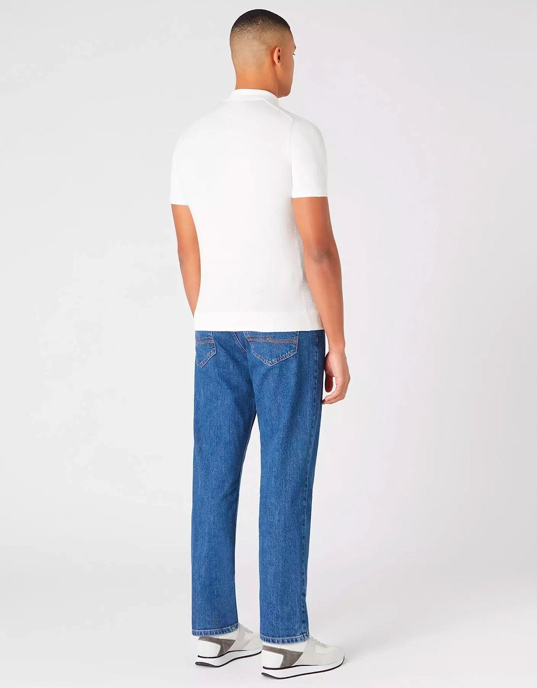 Short Sleeve Knit Polo Ecru