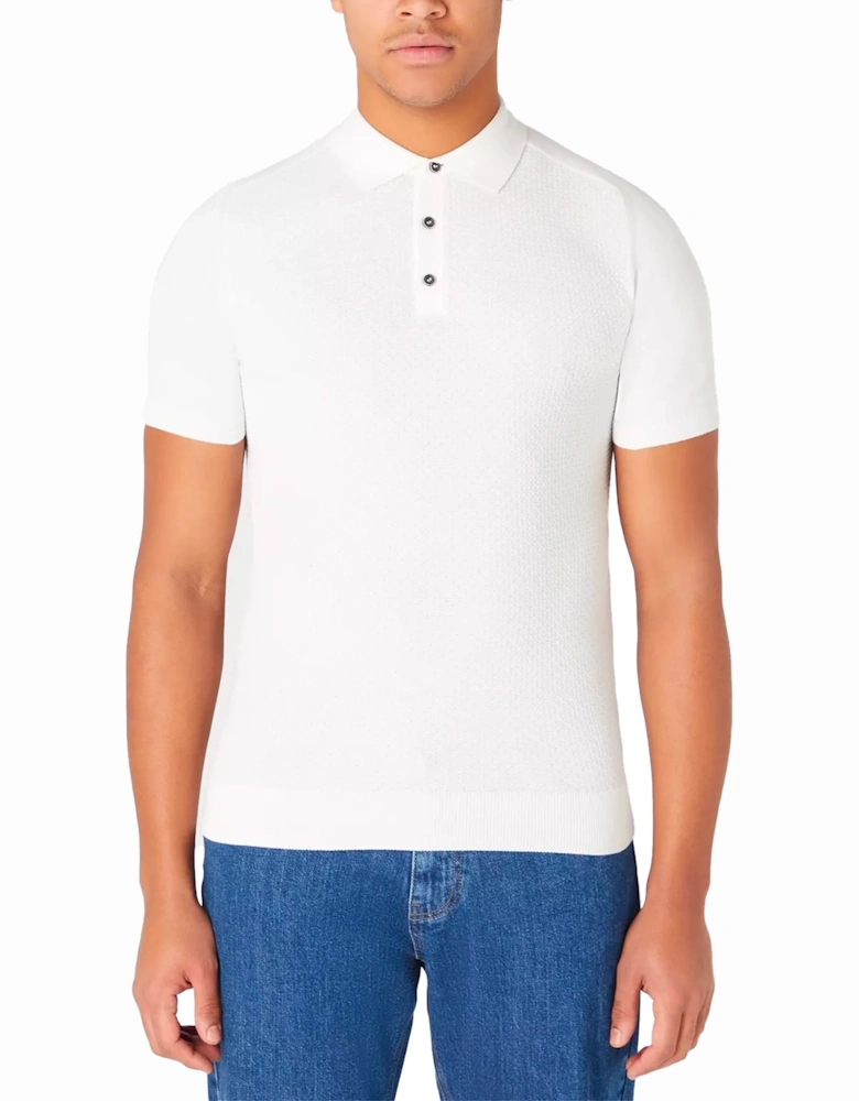 Short Sleeve Knit Polo Ecru