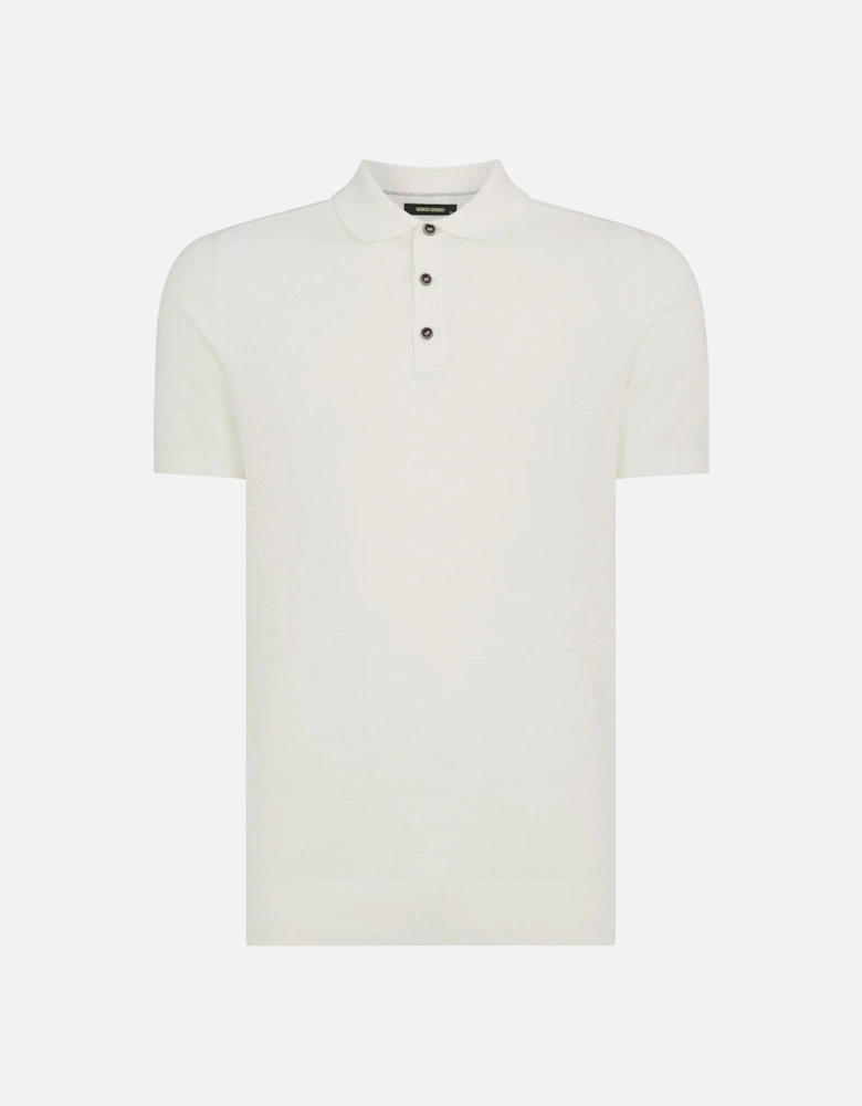 Short Sleeve Knit Polo Ecru