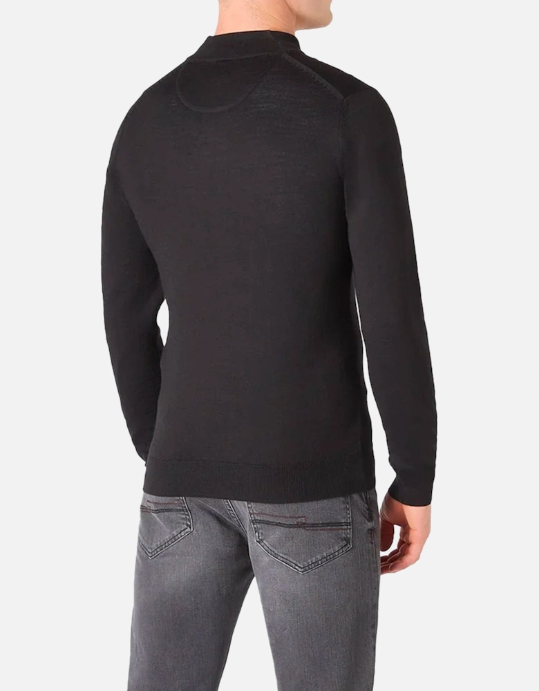 Long Sleeve Half Zip Sweater Merino Blend Black