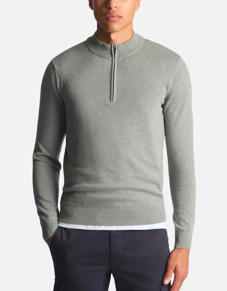 crew neck sweater 1/4 zip GREY