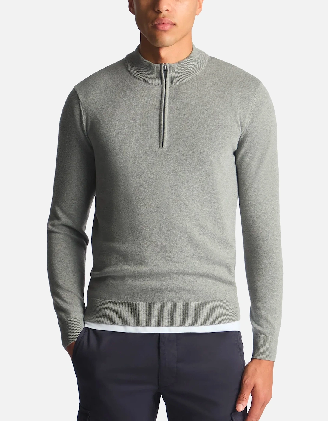 crew neck sweater 1/4 zip GREY, 5 of 4